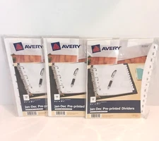 Lot of 3 Avery 11315 12 Month Jan thru Dec Monthly Dividers 5 1/2" x 8 1/2" NEW
