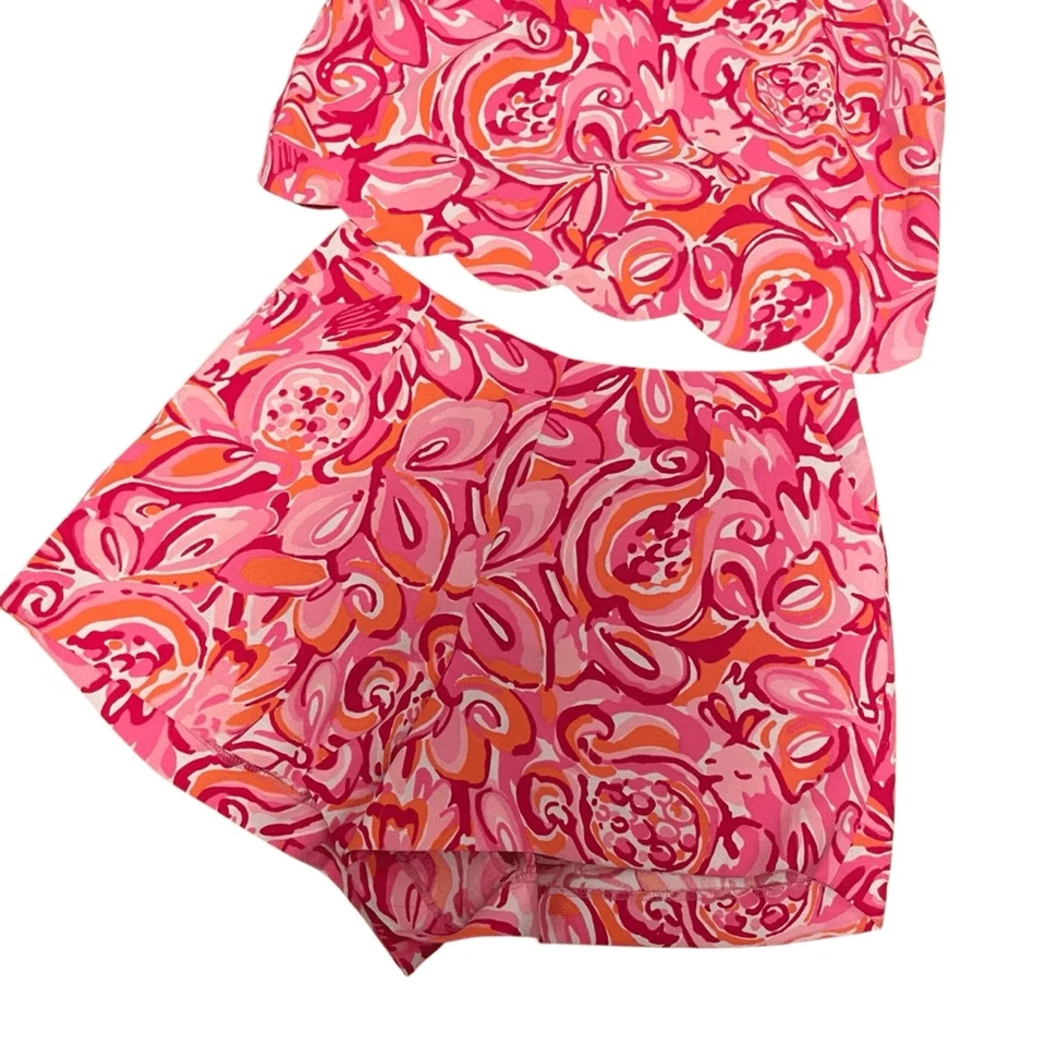 Conjunto corto y top corto Lilly Pulitzer Ivy mango salsa rosa naranja raro talla 0 Foto 3 de 4