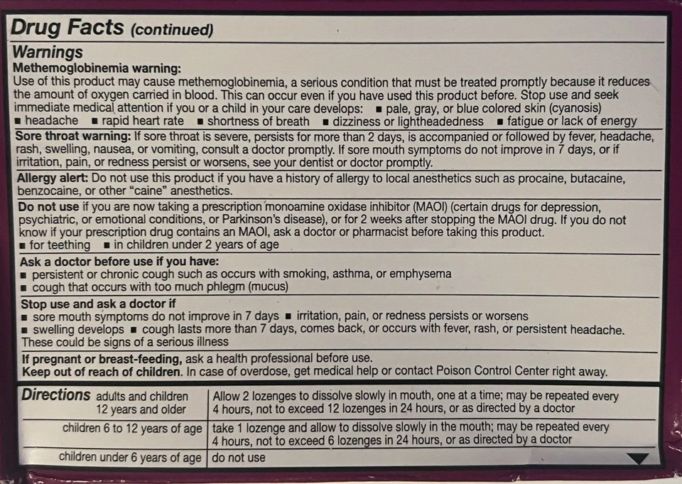 CVS Dolor de Garganta y Tos 18 Pastillas Dolor de Garganta e Boca Irritación EXP 2026 Lote Foto 2 de 4