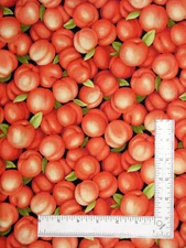Peaches Fruit Fabric Peach Food  Farmer Johns Cotton by Paintbrush Studio