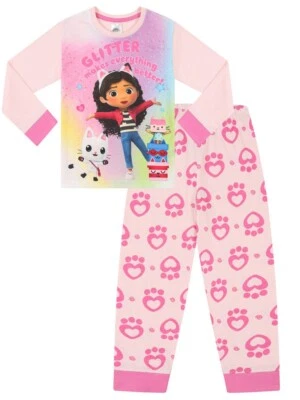 Girls Gabby's Dollhouse 'Glitter Makes Everything Better' Long Pink Pyjama Set