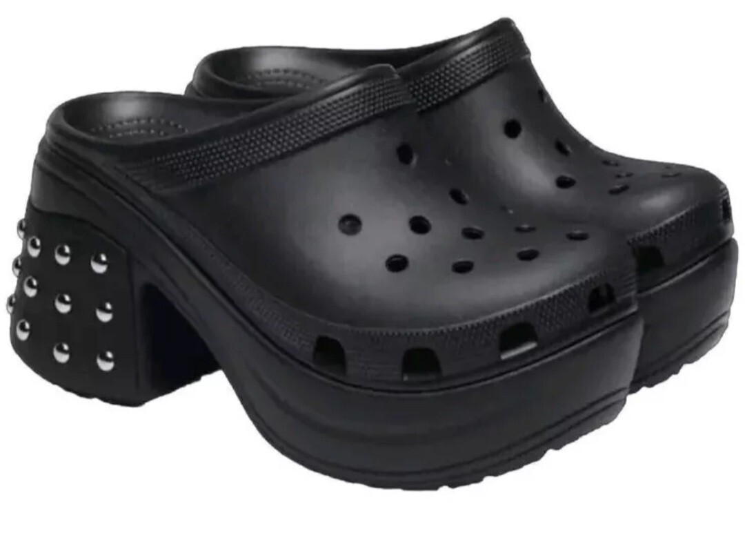 CROCS SIREN STUDDED High Heel Light Weight Clog Black Womens  display picture 3
