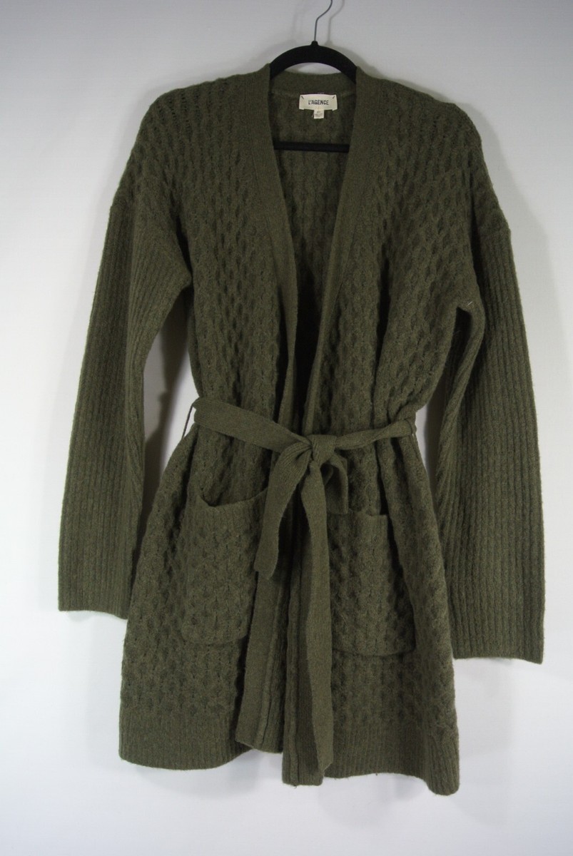 NEW L'AGENCE Juna Cable Cardigan in Olive green- size M #S4735 | eBay