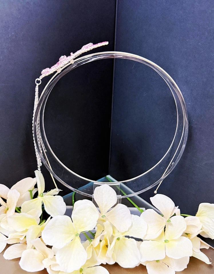 Butterfly Headband, Butterfly Costume Crown, Silver Hair Crown, Pink Halo Crown - Image 4 of 4