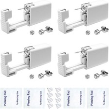 4 Pack Ear Piercing Gun Kit, Disposable Ear Piercing Gun with Silver Earring Stu