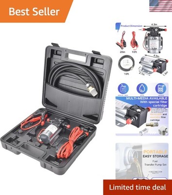 12V Fuel Transfer Pump Kit with Carrying Case for Gasoline Diesel Water