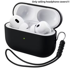 Schwarze Silikonhülle für Apple AirPods Pro 1 / 2 / 3 – Schutzhülle + Trageband