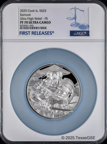 2025 Cook Islands $25 5oz Silver Samurai NGC PF70 First Release