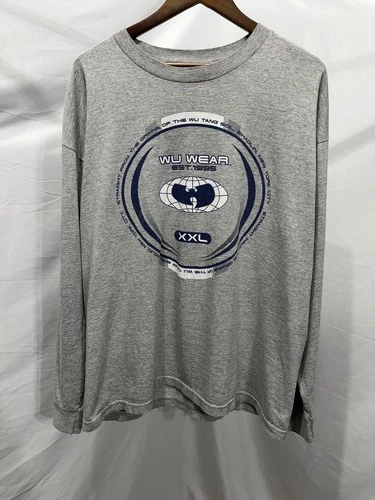 90s WU WEAR Wu-Tang Clan Long Sleeve Shirt Gray XXL Boxy 1990s vintage concert t-shirt, vintage, size XXL, single stitch, B+ condition