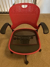 Herman Miller Caper Multipurpose Chair Fixed Arms and Mesh Seat Red