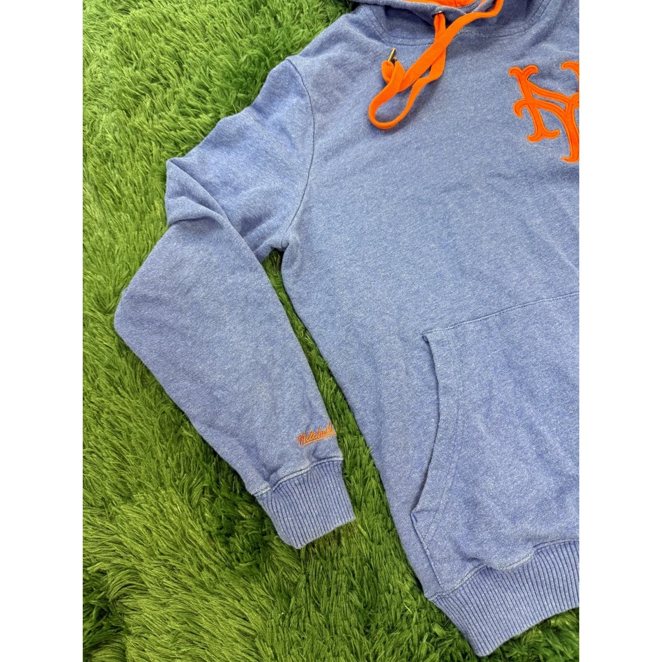 Moletom com capuz New York Mets MLB azul e laranja pulôver tamanho pequeno - Imagem 3 de 4