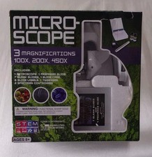 Kids Toy Microscope Stem Science For Ages 8 3X Magnification W/ Prepared Slide