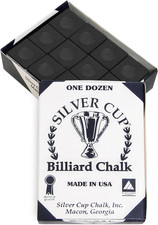 SILVER CUP Billiard CHALK - ONE DOZEN Black 
