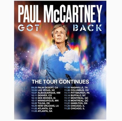 Paul McCartney Got Back The Tour North American 2025 Poster