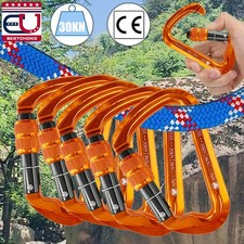 1-5 PCS 30KN Carabiner Twist Gate Screw Locking Aluminum D Ring Rock Climbing