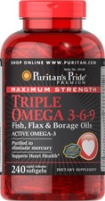 Maximum Strength Triple Omega 3-6-9 Fish, Flax  Borage Oils-240 Softgels