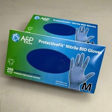 ASP GLOBAL 2 Pack, 200 Each Protective Fit Nitrile Bio Powder Free Gloves Medi