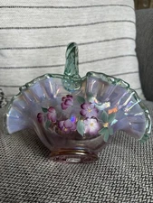 Fenton Basket Artist D Barbour LE 2969/6000 Purple Pansies