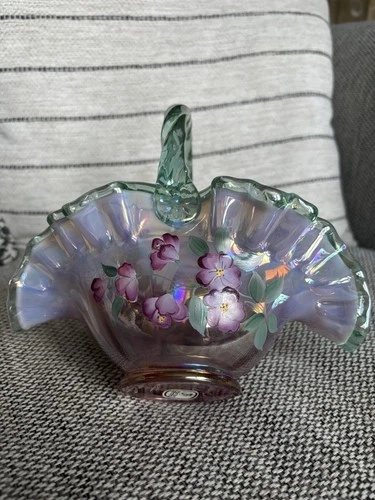 Fenton Basket Artist D Barbour LE 2969/6000 Purple Pansies