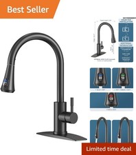 High Arc Stainless Steel Kitchen Faucet with LED Temperature Display and Sprayer