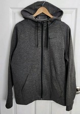 Nike Hooded Jacket Mens MEDIUM Dri-FIT Full Zip Gray Black Hoodie Sweatshirt EUC