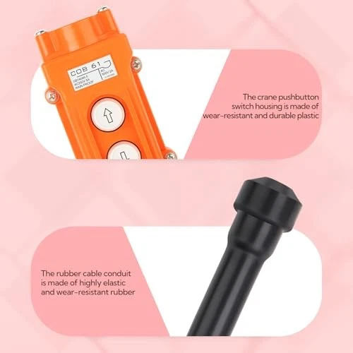 5Pcs COB61-Up-Down Crane Push Button Switch Orange Pendant Control Station Rubbe Foto 2 de 4