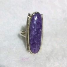 RING Sterling Silver 925 Woman's Size 8 RUSSIAN CHAROITE Stone Made In SIBERIA
