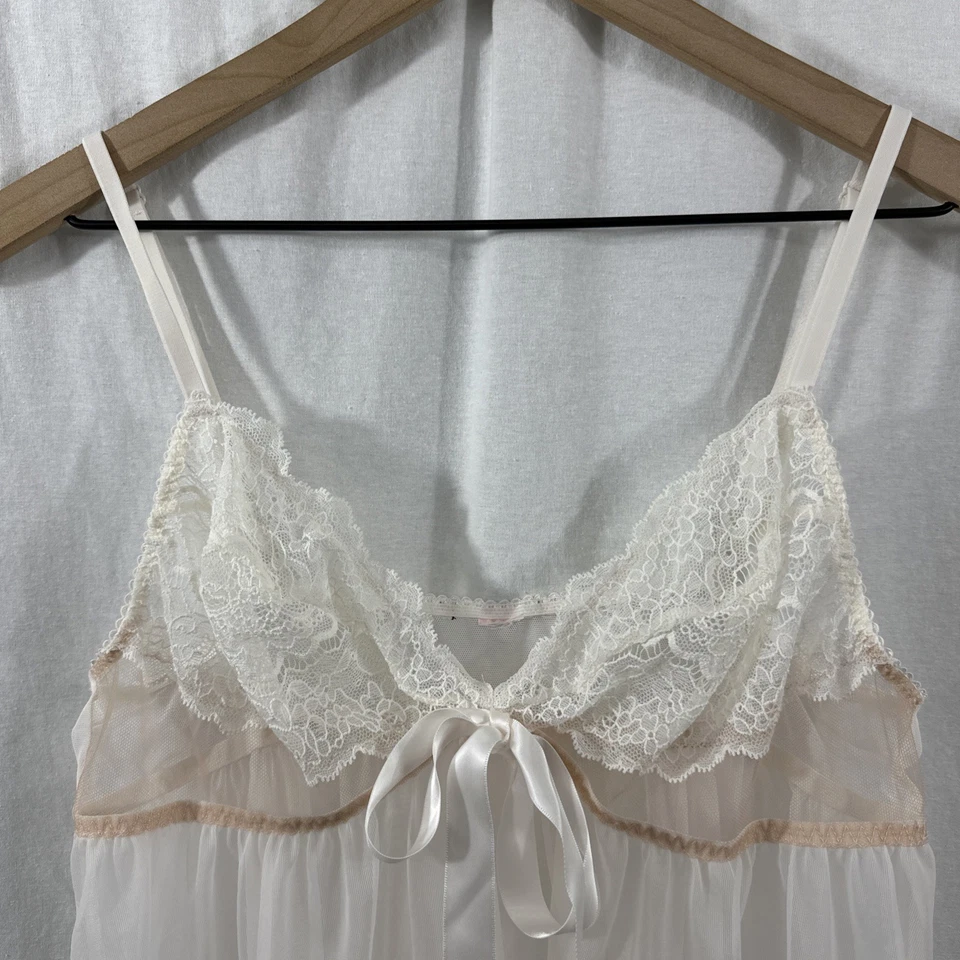 Victorias Secret 婴儿娃娃吊带花边透明 Coquette Flirty Bow 女式 M 码 — 第 4/4 张图片