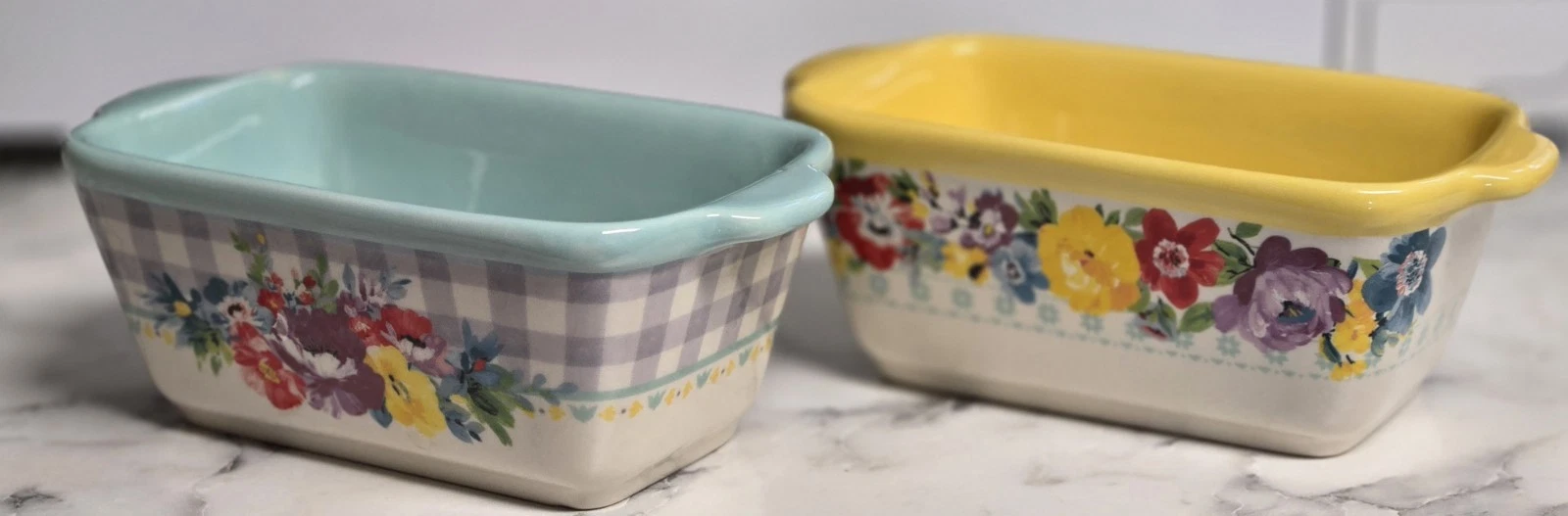Pioneer Woman 6-Inch Ceramic Mini Loaf Pan Kitchen Rectangle Baking Set of 2
