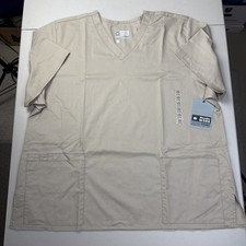 NWT WonderWink WonderWORK Scrub Top Women 2XL Beige Heritage Style 101