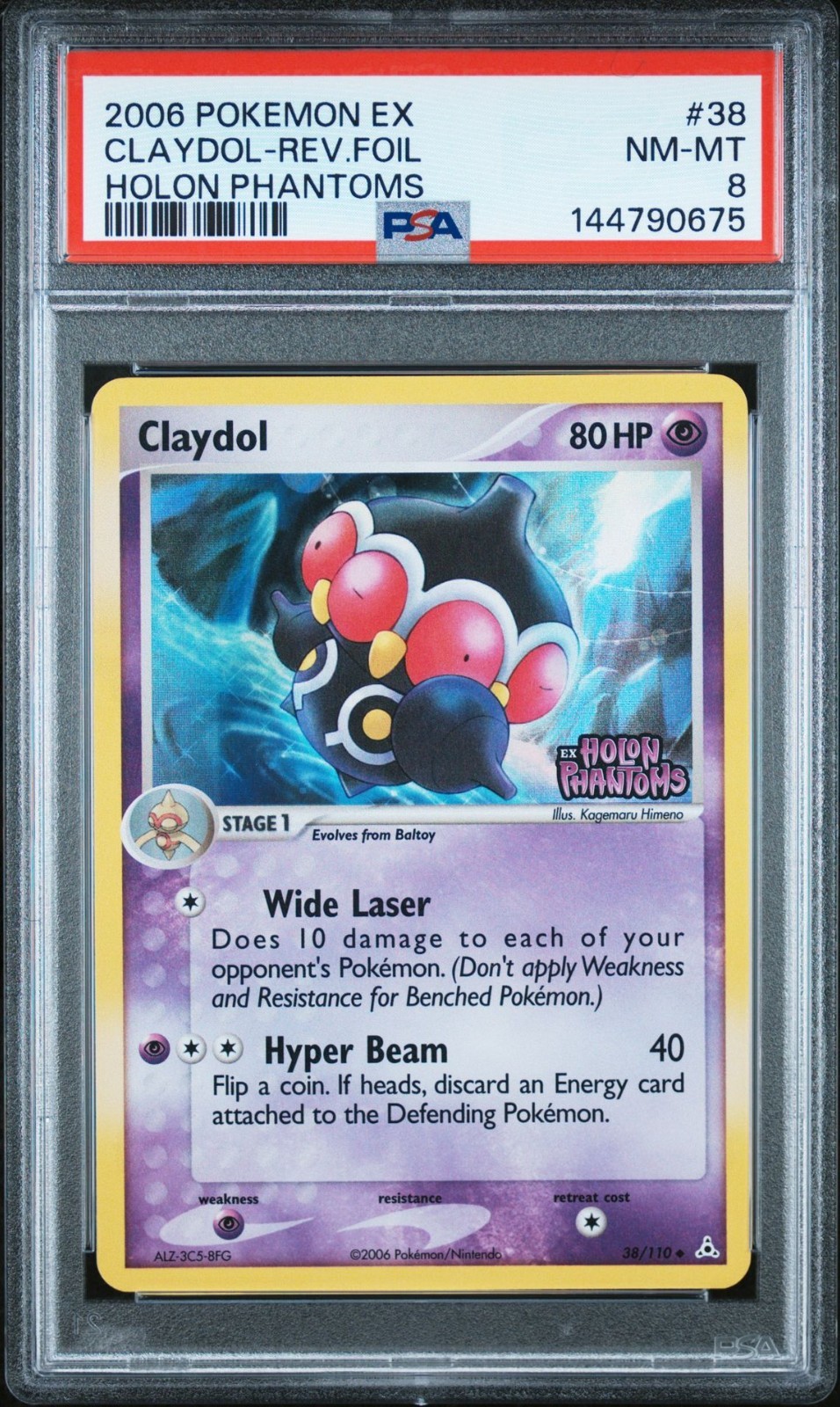 PSA 8 Claydol 38/110 Reverse Foil Stamped Holon Phantoms EX Pokemon NM - POP 10