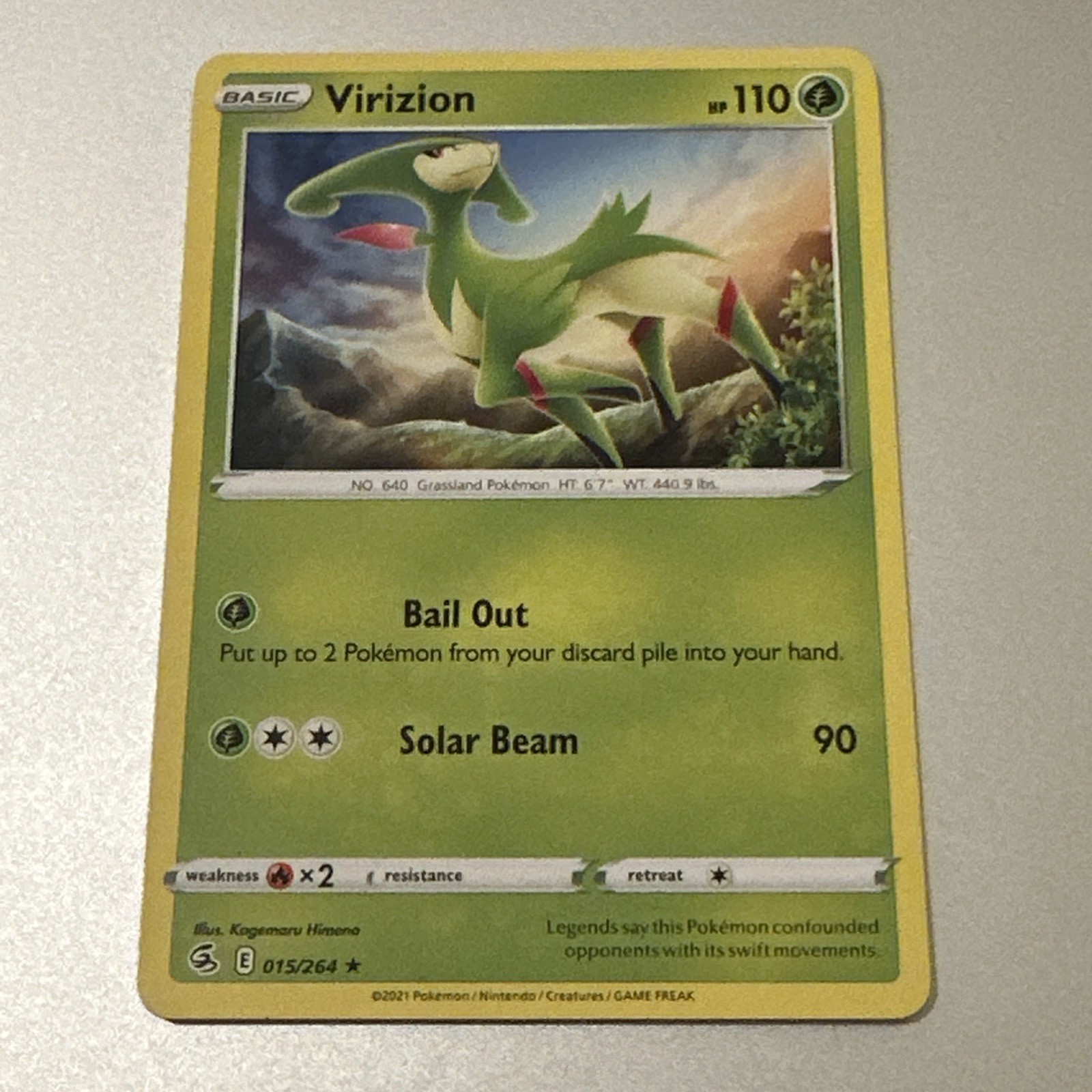 Pokemon - Virizion - 015/264 - Rare - Fusion Strike - NM - Buy 3 Get 2 Free