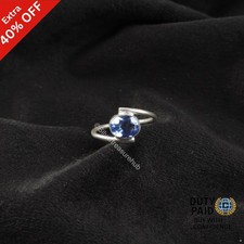 925 Sterling Silver Oval Tanzanite Stone Band Birthday Promise Anniversary Ring