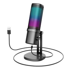 Gaming Mic, USB Condenser Microphone for PC/PS4/PS5/ Mac, RGB, Mute Touch, Po...