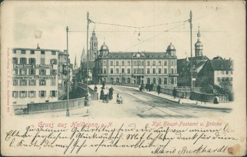 Ansichtskarte Heilbronn 1901 Kgl. Haupt-Postamt Brücke  (Nr.9093) -II