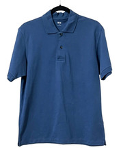 Uniqlo Polo Shirt Mens M Blue Short Sleeve Dry Pique Casual Golf Basic Tee