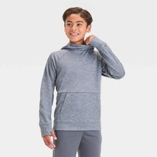 All In Motion Hoodie Boys M 8 Gray Thumbholes Tech Fleece Pocket Sweatshirt