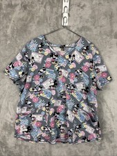 Disney Scrubs Top. Mickey  Minnie Mouse Beach Scene Adult Size 2XL.