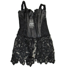 Wechery Lace Up Black Zippered Back Corset Gothic Large