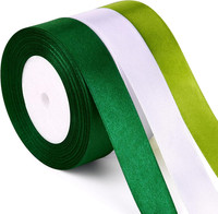 3 St. Geschenkband GrüN Weiss, 25Mm GrüN WeißEs Satinband FüR Geschenkverpackung
