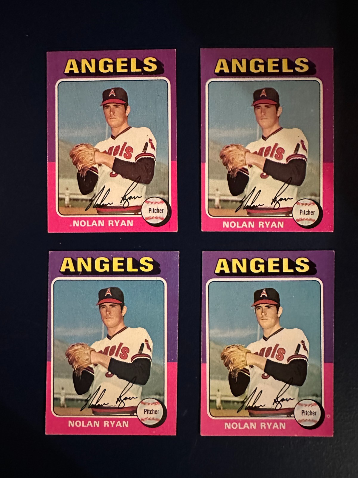 1975 TOPPS NOLAN RYAN 500 MID GRADE LOT OF 4, VGEX TO EX+