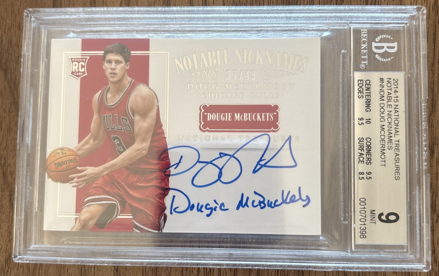 Doug McDermott 2014 National Treasures Notable Nicknames Auto 37/49 BGS 9 Auto 9 view 1