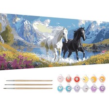 Large Paint by Numbers Kit for Adults Horses - 30x80cm/12x31.5inch Canvas, An...