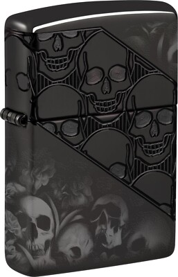 ZIPPO - BENZIN - FEUERZEUG - ARMOR  CASE DEEP CARVED - SKULLS - NEU OVP -