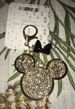 DISNEY Minnie Mouse Bow Bag Charm Keychain New GLITTER RHINESTONES