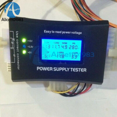 Power Supply Tester 20 24 Pin Sata LCD PSU HD ATX BTX Voltage Test Source #WD1