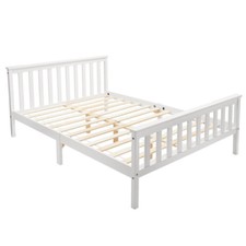 Solid Pine Wooden Bed Double Bed Frame 4ft6 135x190 cm  Adults Kids Teen White