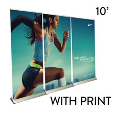 Soporte de pancarta retráctil de lujo de 111"x80" con impresión personalizada para feria