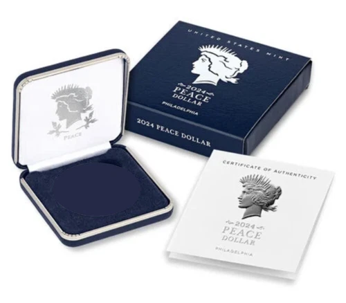 OGP Box and COA Only for 2024 Uncirculated Peace Silver Dollar --- No Coin