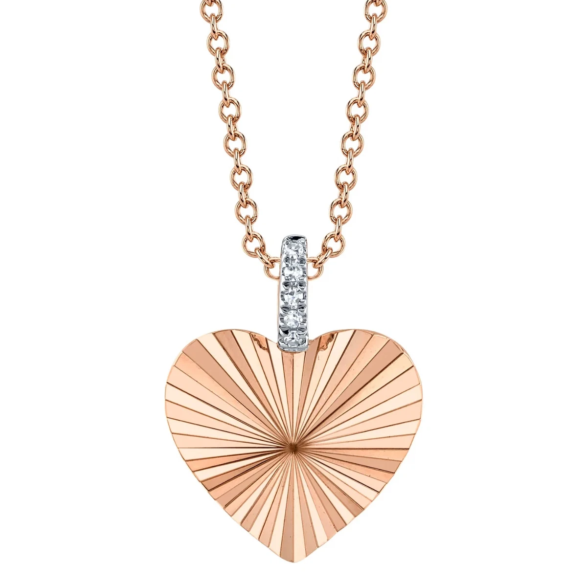 14K Rose Gold Diamond Heart Necklace Natural 0.01 CT Round Cut eBay